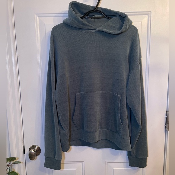 Negative Space Tops - Negative Space Unisex Long Sleeve Ribbed Pull-Over Hoodie, Size Medium Green